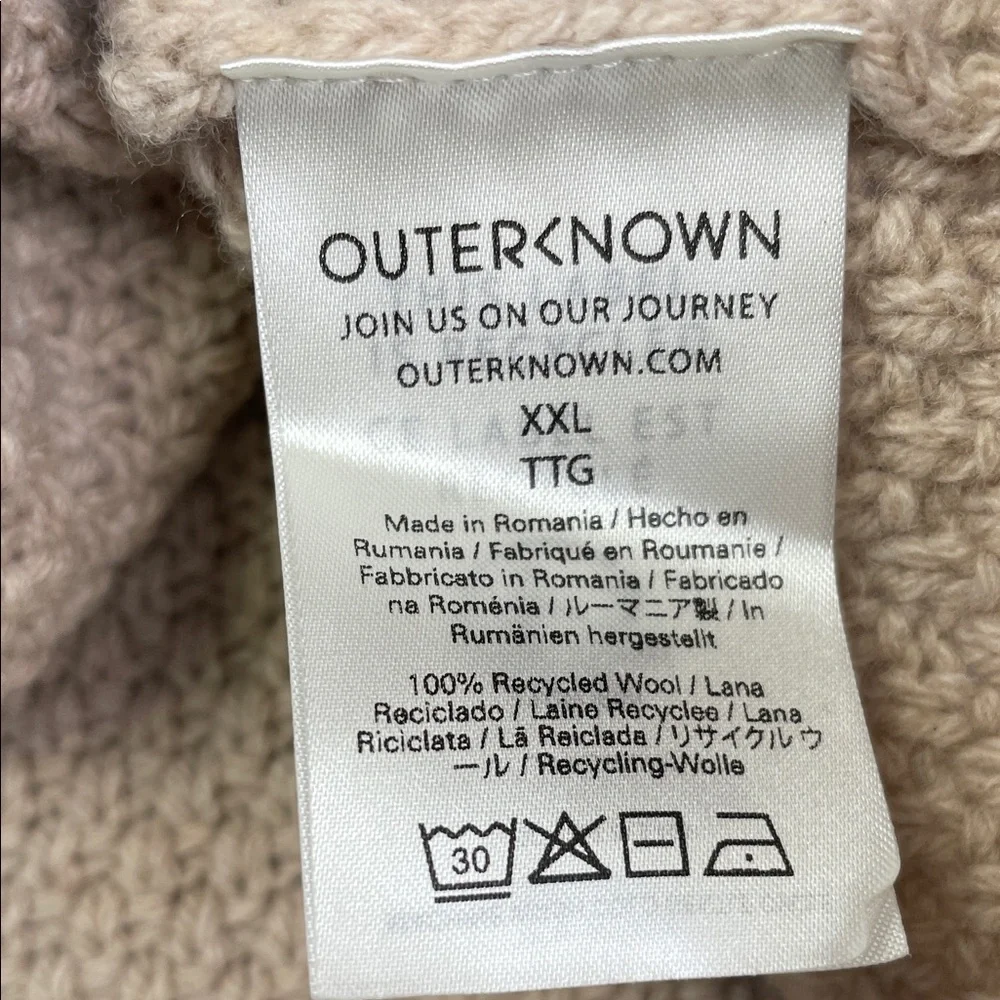 NEW Outerknown XXL Wool Cotton Harbor Knit Beige Textured Knit Sweater‎